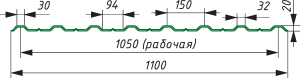 Профнастил НС20 - 1150 Профнастил НС20 - 1150